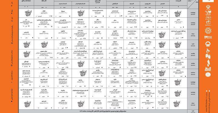 انتشار جدول بخش های نمایش صحنه‌ای و خیابانی جشنواره تئاتر فجر